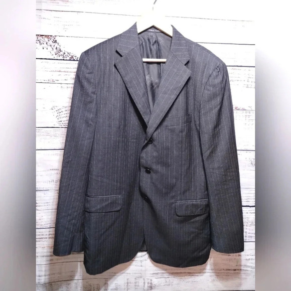 Corneliani S150's Wool Gray Pinstripe Suit Jacket size‎ 52R Italy Evening Event - Picture 1 of 9